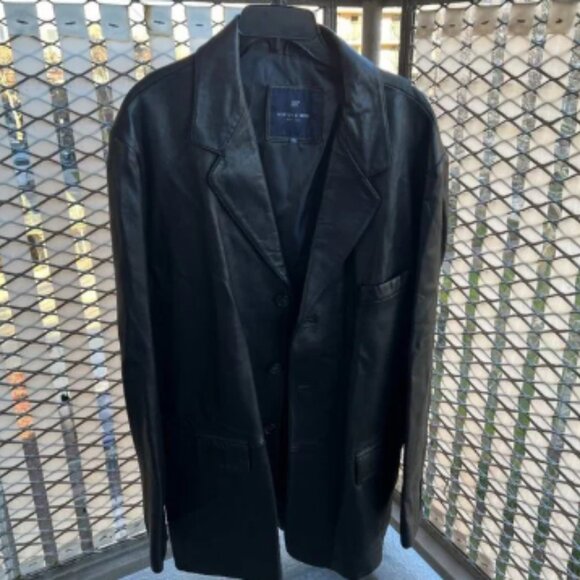 Morton & Rossi Three Button Pocket Coat Black Leather Jacket XXL - Picture 1 of 11